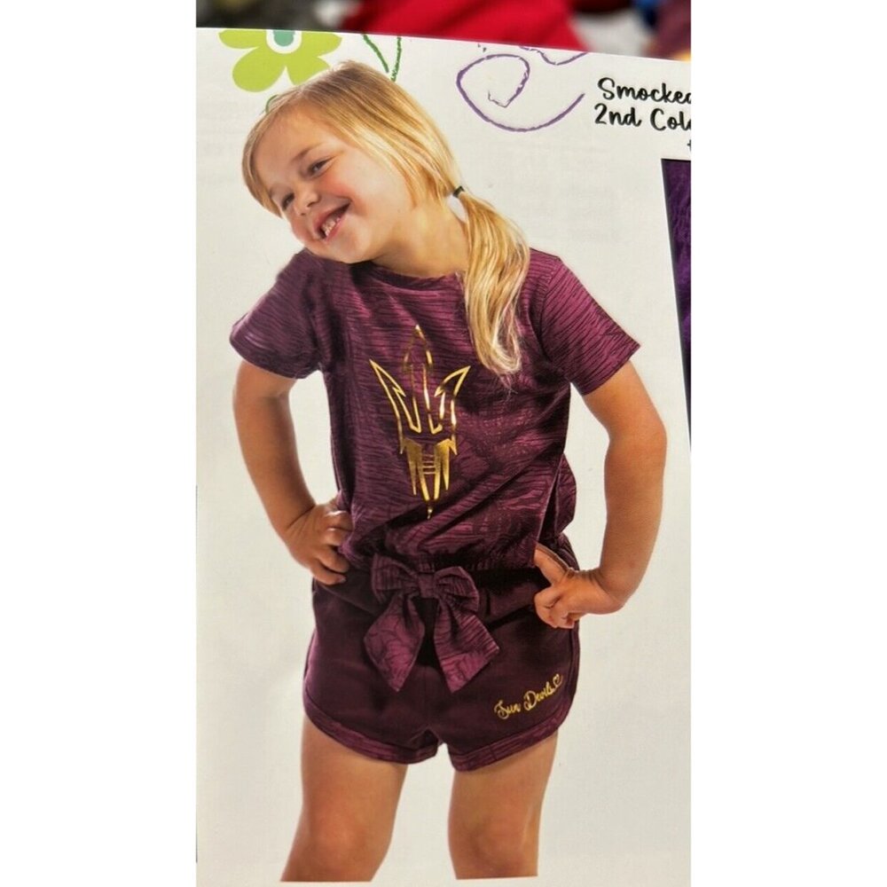 NEW ASU Arizona State Sun Devils Colosseum Hawaiian Shirt Shorts Set 3T Girls